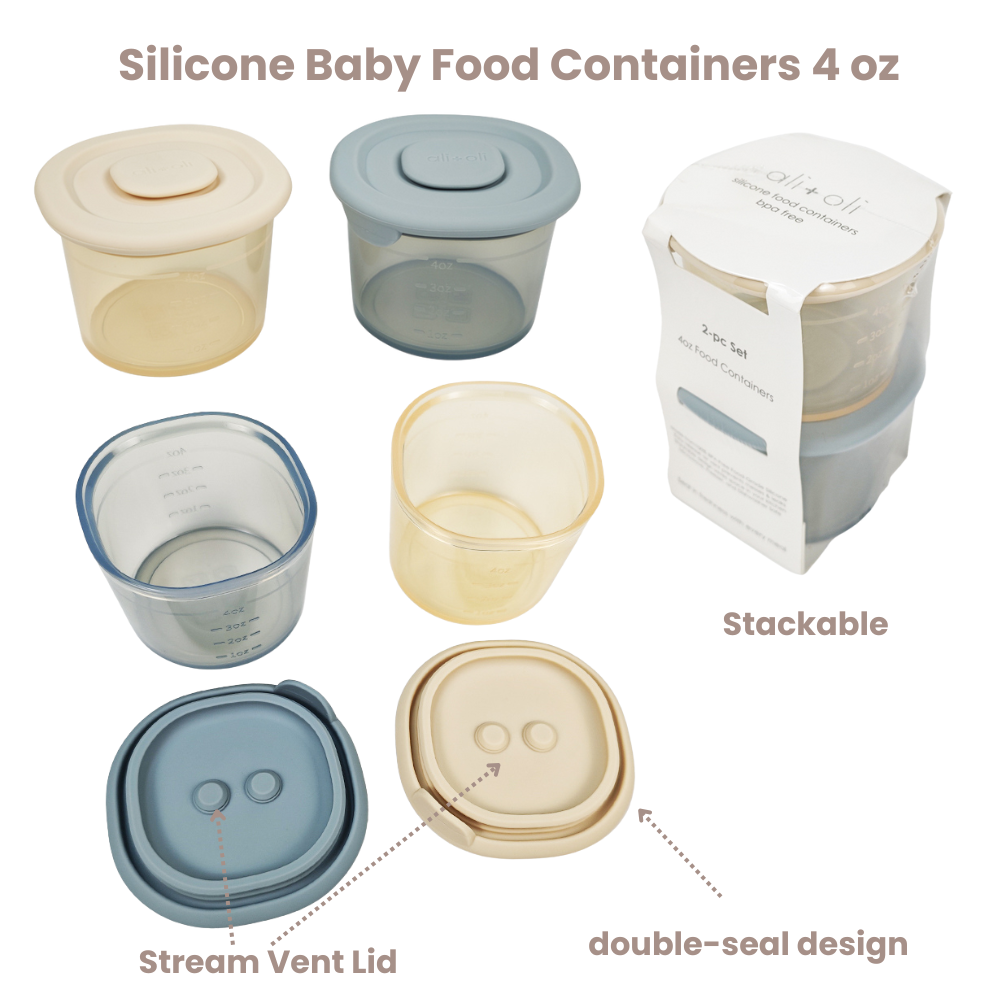 Ali+Oli - Wholesale Food Storage Container - Ali+Oli Silicone Food Containers (4oz) 2-pack (Sky-Khaki)3