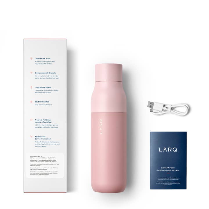 LARQ – Garrafa de água por atacado – Garrafa LARQ PureVis 17oz - Garrafa de Água Autolimpante - Himalayan Pink