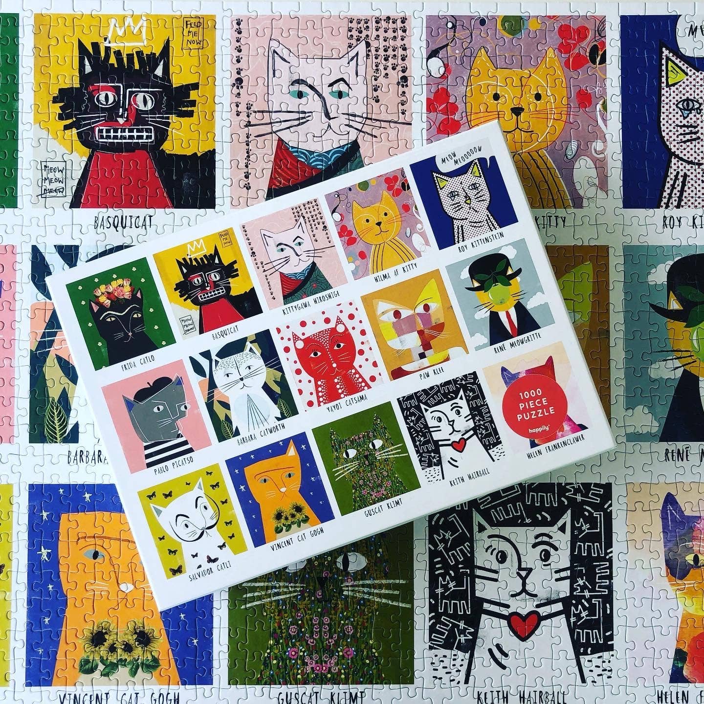 Bookspeed – Engroshandel Puslespil - Voksen – Kunstkatte 1000-brikkers puslespil (Happily Puzzles)2
