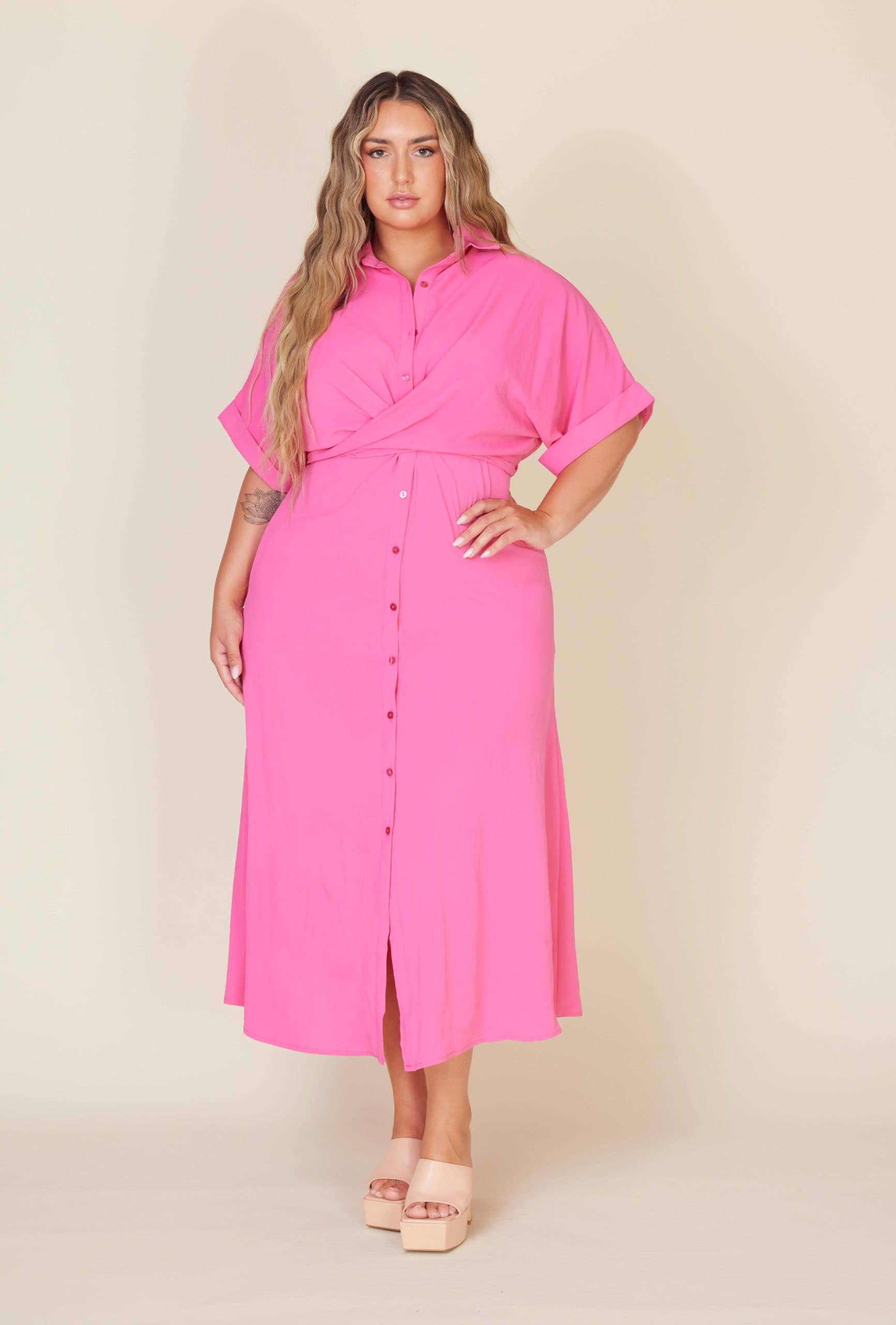 Fashion Space - Wholesale Dress - Women's - Plus Size Women Solid Maxi Dress6