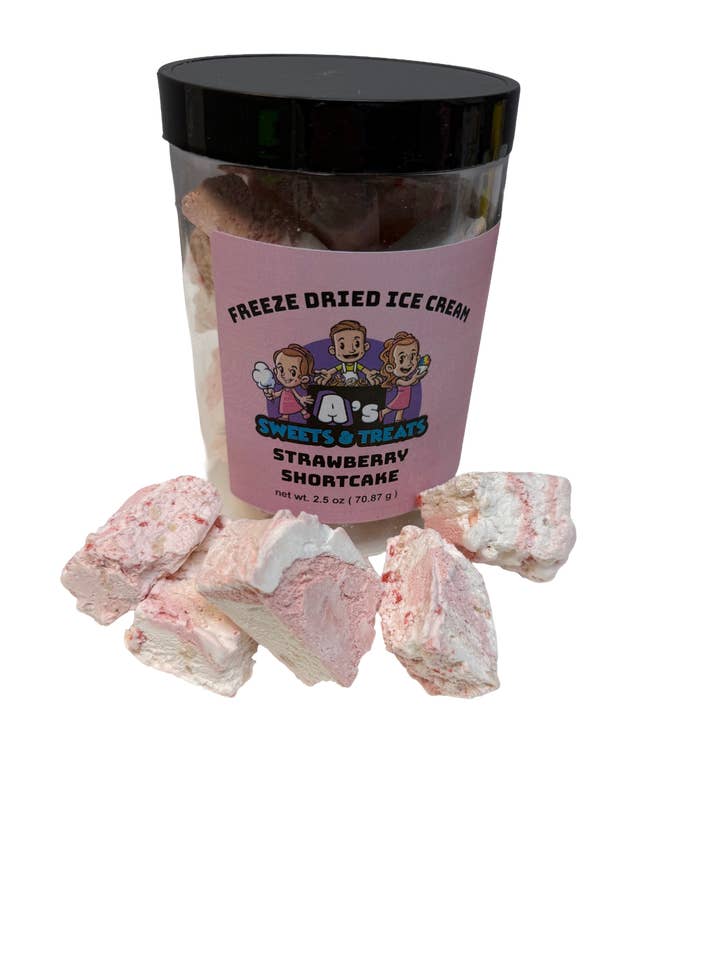 Gefriergetrocknetes Erdbeerkuchen-Eiscreme für den Großhandel von A’s Sweets & Treats Freeze Dried Candy