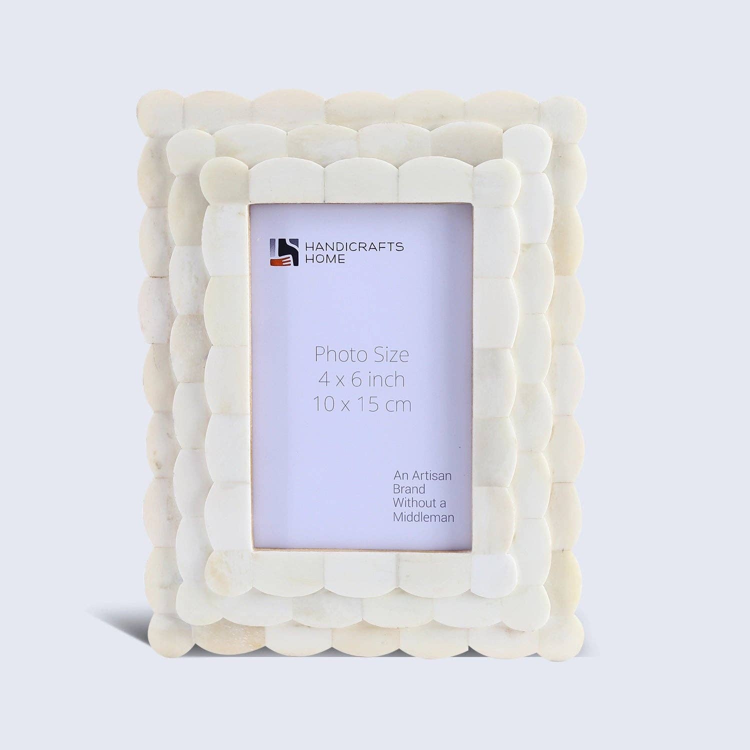 Handicrafts Home - Wholesale Picture Frame - Picture Frame Scalloped Arts Bone Inlay White 4x6