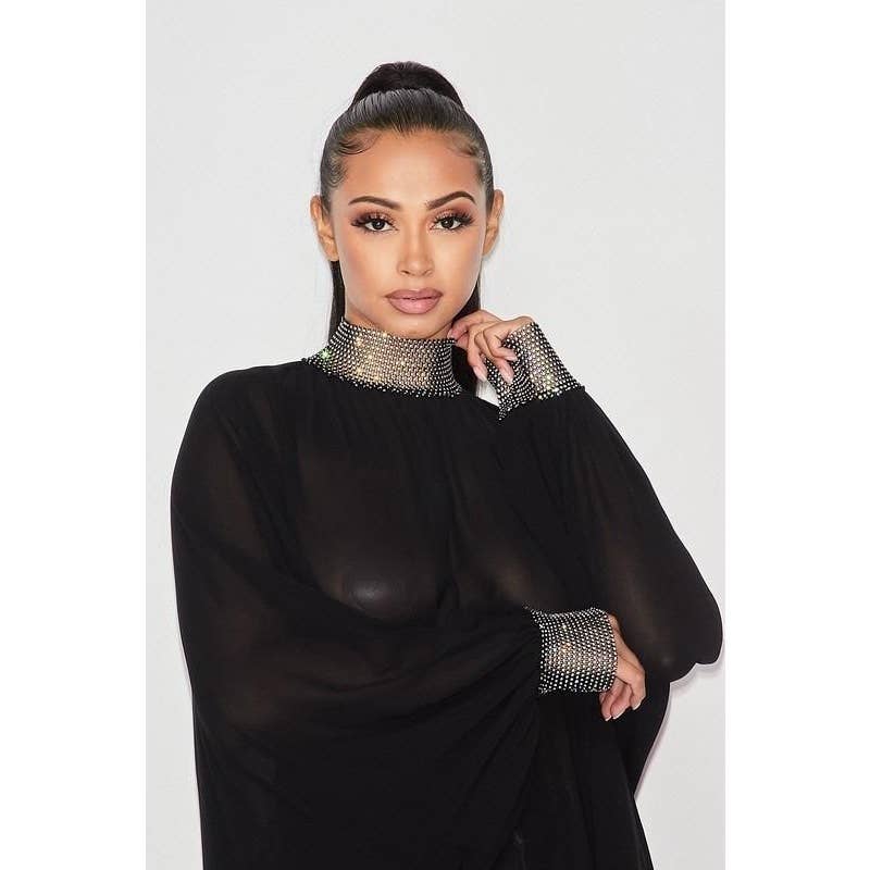 Black Pearl Clothing - Wholesale Blouse - Women's - MIDNIGHT GLAM ASYMMETRIC TOP4