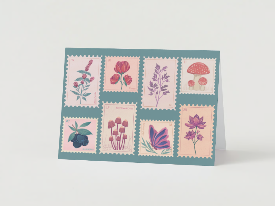 The Newmoon Bindery - Wholesale Everyday Greeting Card - Flora, Fauna, and Funga Stamp Greeting Card6