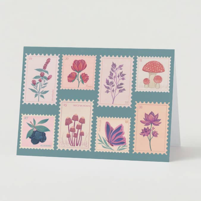 The Newmoon Bindery - Wholesale Everyday Greeting Card - Flora, Fauna, and Funga Stamp Greeting Card6