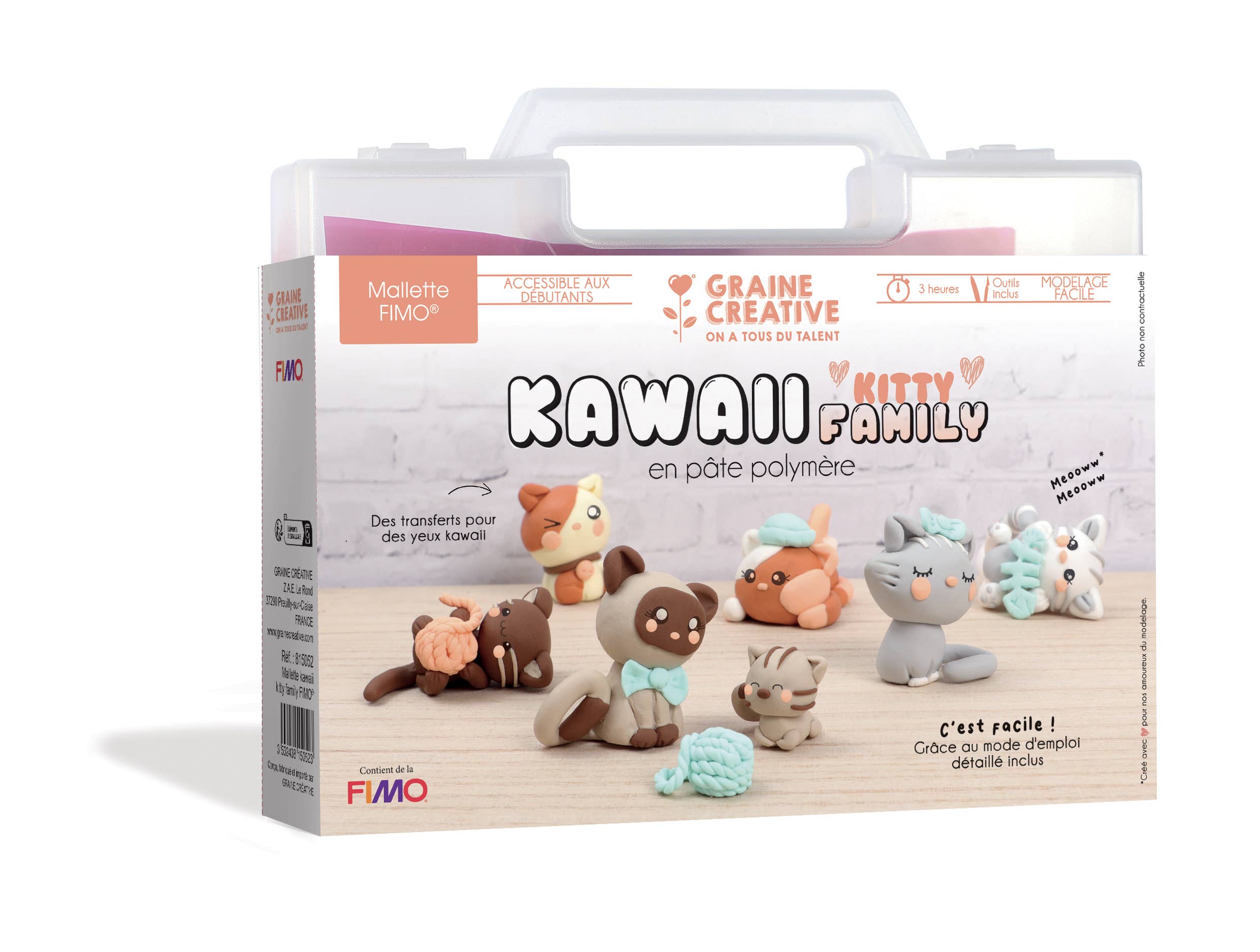Graine Créative - Wholesale DIY Craft Kit - FIMO KAWAII KITTY FAMILY CASE