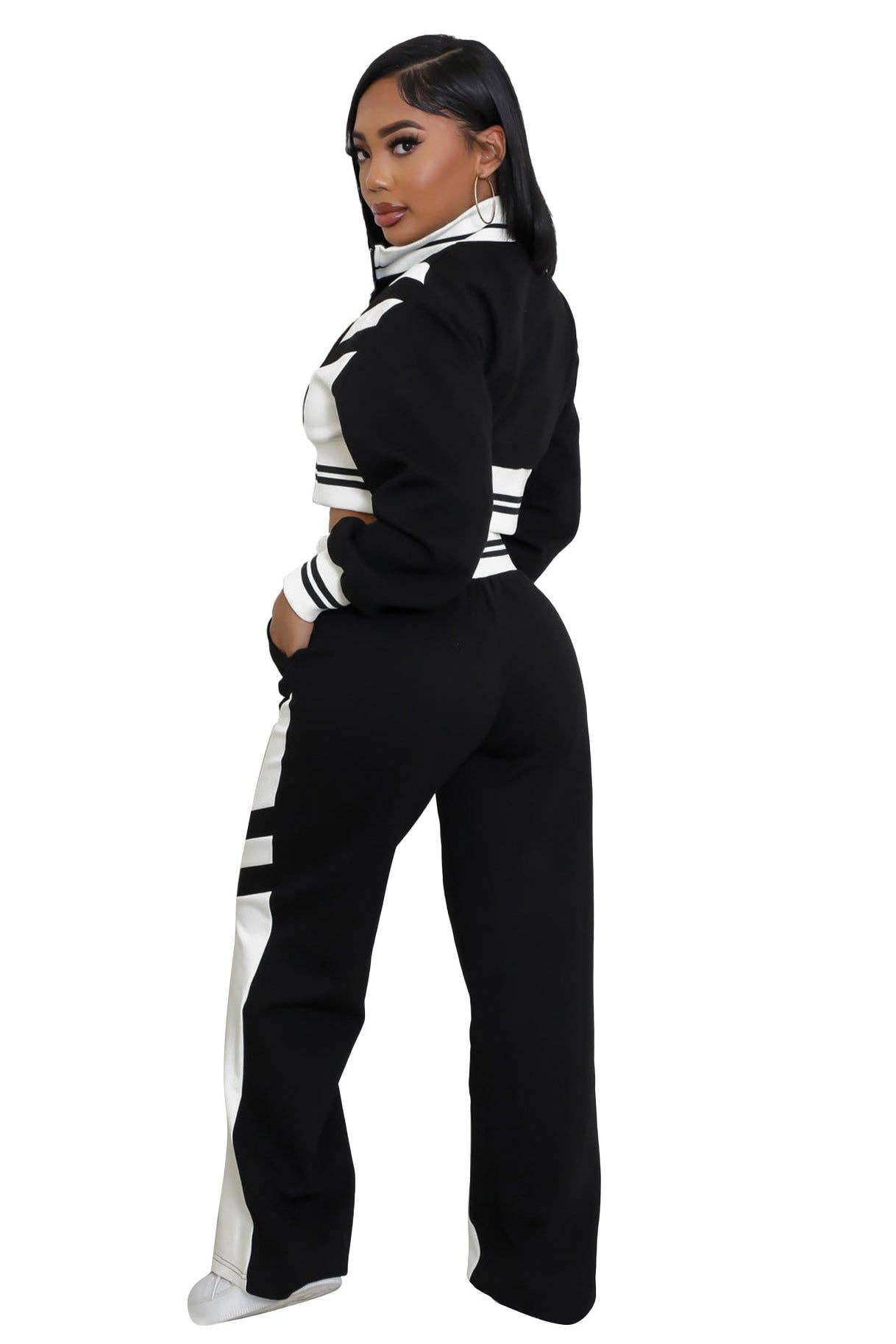 Noir ENSEMBLE DEUX PIÈCES DÉCONTRACTÉ POUR FEMMES en vente sur Faire2