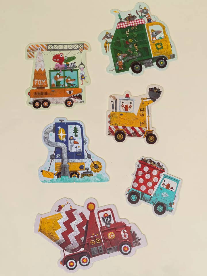 My first Puzzles - Construction Vehicules (6 puzzles) for wholesale by Coco Village