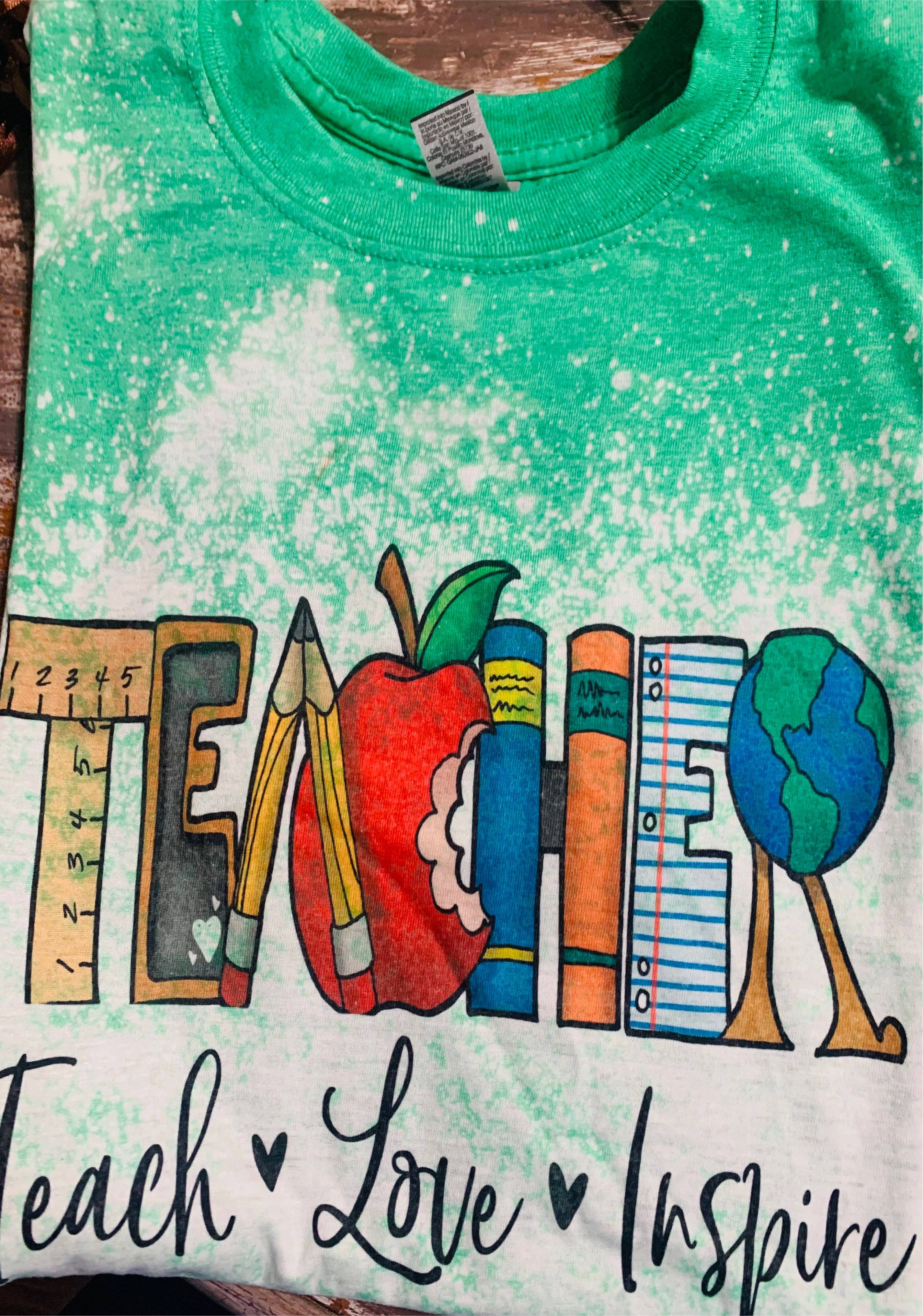 The leopard shack - Wholesale Screen Printed T-Shirt - Women's - Teacher- Teach love inspire Tee0