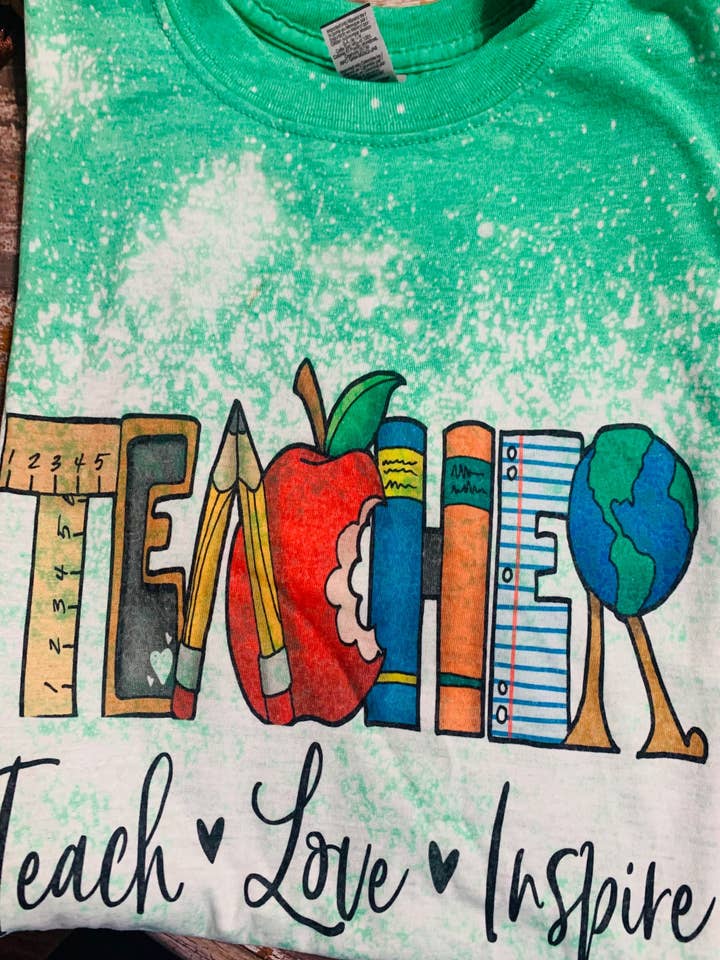 Teacher- Teach love inspire Tee for wholesale by The leopard shack