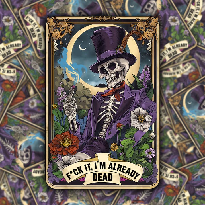 Calcomanía de Tarot de Esqueleto Ya Muerto - 2x3 Impermeable Brillante para venta al por mayor de Ink & Omen