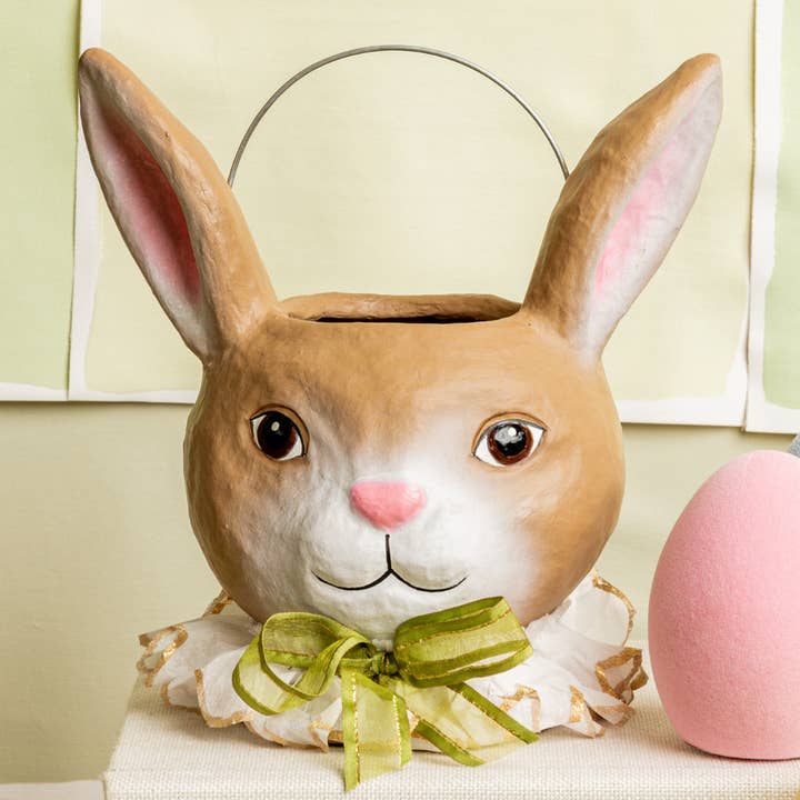 Balde de Coelho de Festa em Papel Machê (Pk/02) | Primavera, Páscoa por atacado de Audrey's Home & Gift