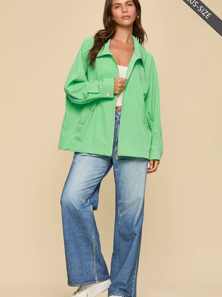 PLUS SIZE Easy A-Line Jacket w/ Hoodie for wholesale by Dear Scarlett