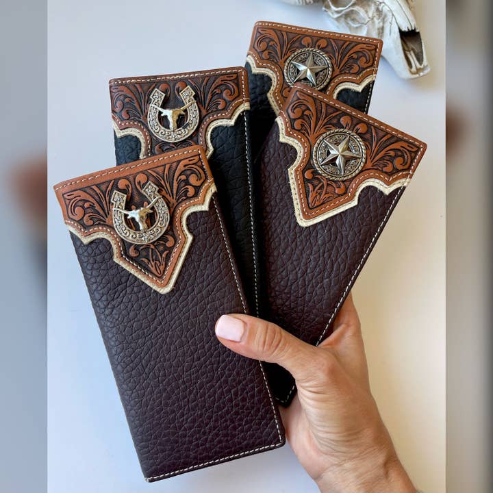 Boho Ranch Shop - Wholesale Wallet - Women's - Bifold Wallet Genuine Tooled Leather Bi-Fold Wallet