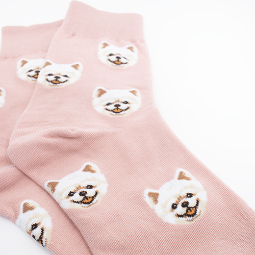 Million Dogs - Wholesale Socks - Women's - Pink Pomeranian Pattern Socks1