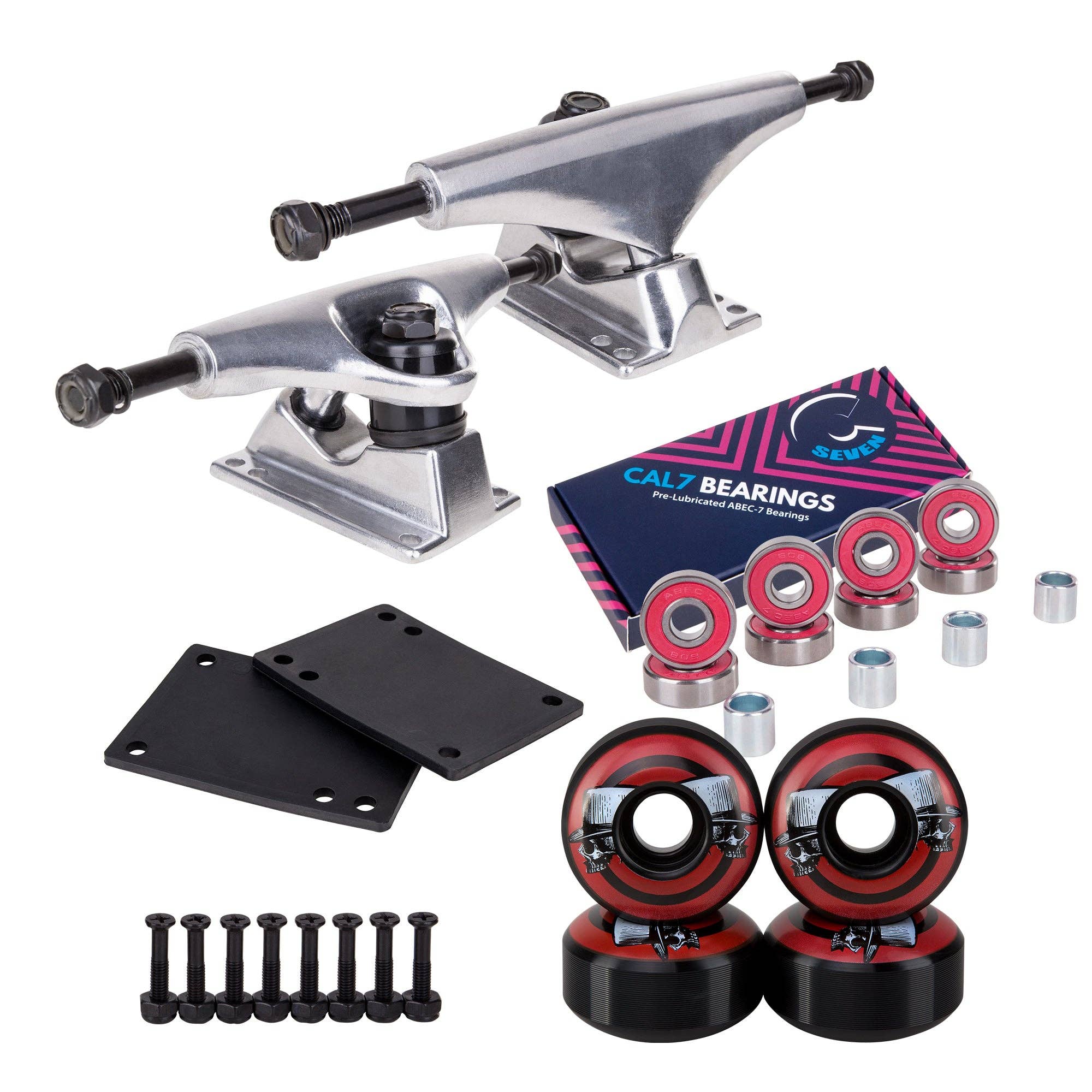 Cal 7 - Wholesale Sporting Accessories - Skateboard Setup Combo | Silver Trucks & 99A Wheels4