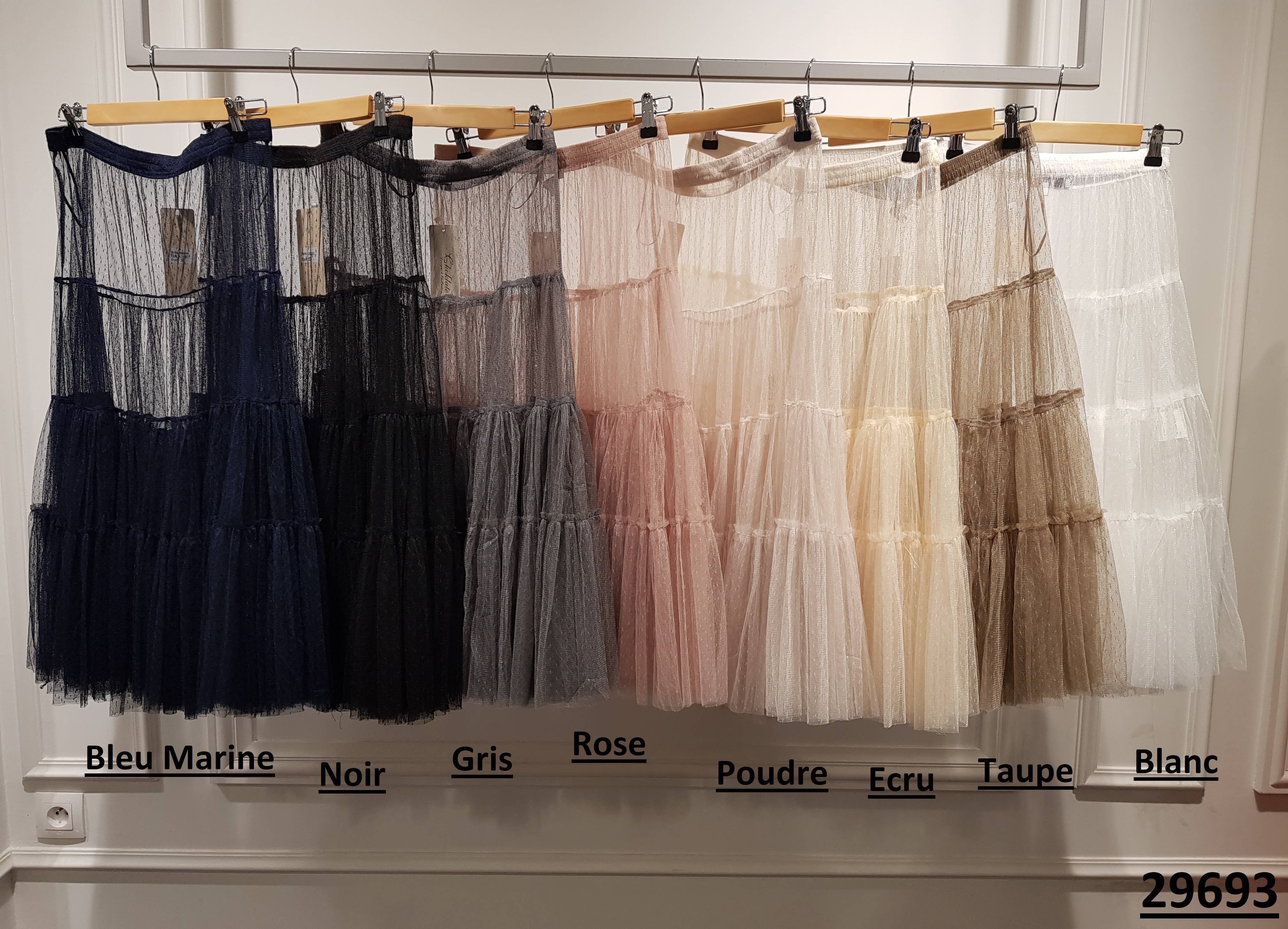 CHOKLATE PARIS – Großhandel Rock – Damen – Midirock aus Tüll mit elastischem Bund – Modell 2969310