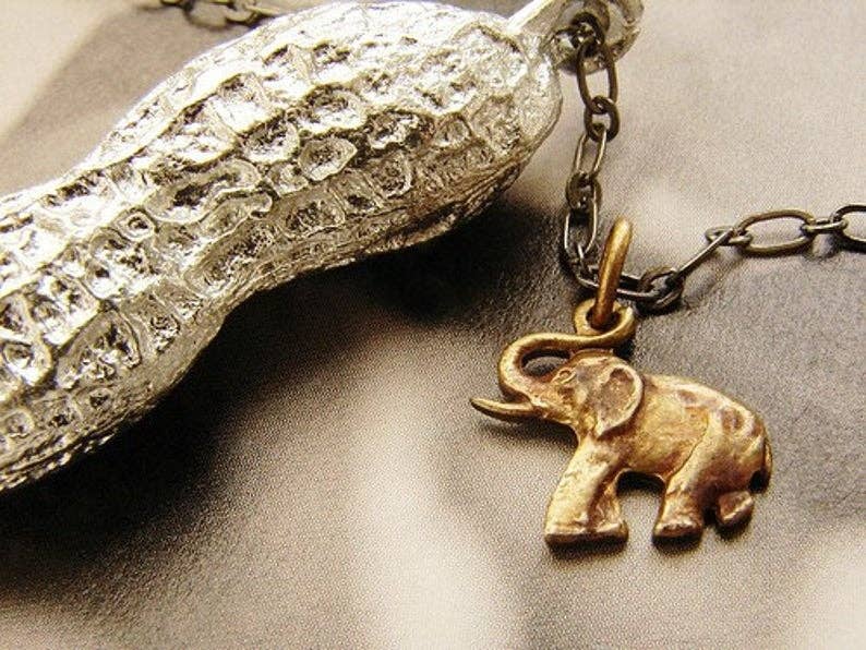 SORA DESIGNS - Wholesale Pendant/Charm Necklace - Life Size Circus Peanut Necklace- Antique Silver Version0