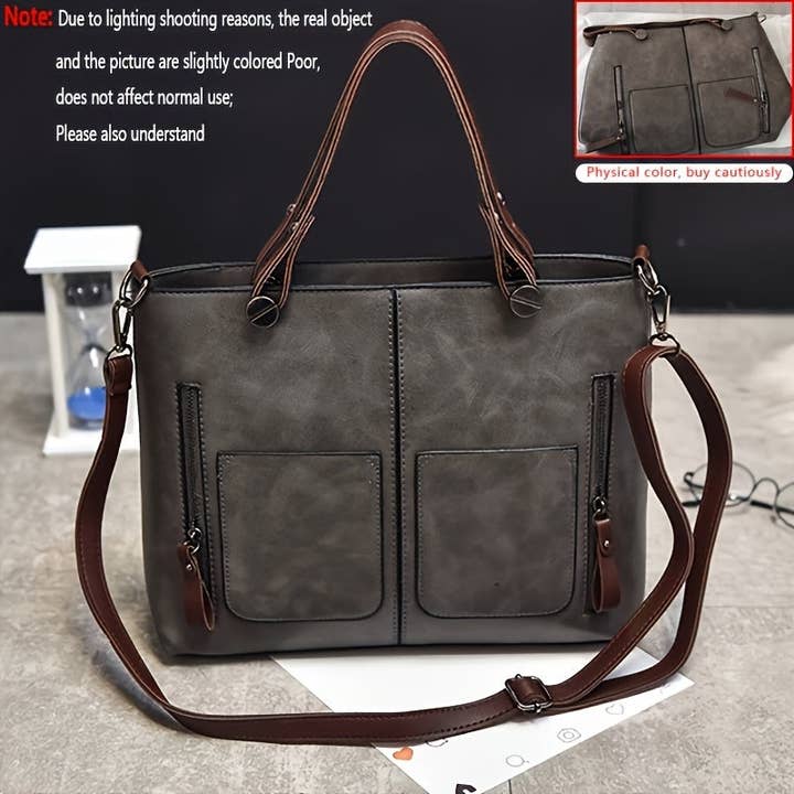 CandBBaby - Wholesale Tote Bag - Women's - Retro Brown Multiple Compartments Tote Bag for Women - Adjustable Strap, Zipper Closure, Small Crossbody & Shoulder Handbag, Vintage