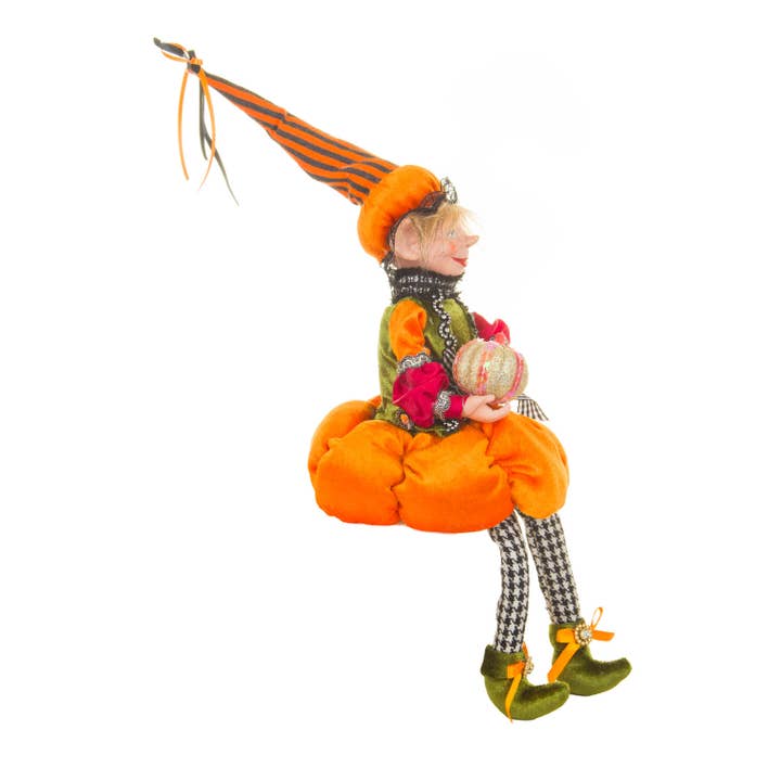 Starlight Collection - Wholesale Decorative Figurine - Orange/Green Elf Girl Doll with Pumpkin Hat2