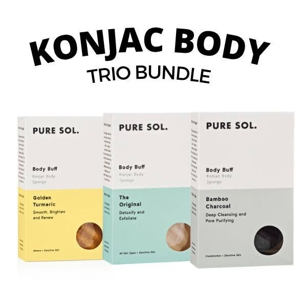 Body Buff Body Konjac Sponge Trio Bundle for wholesale by PURE SOL.