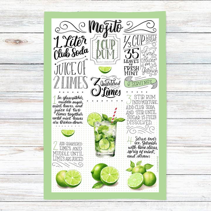 Asciugamano in Cotone con Ricetta Mojito - SALDI! per la vendita all'ingrosso da parte di Brook Isle