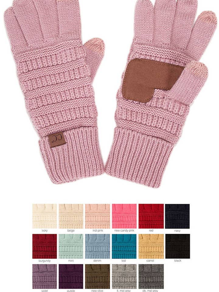 C.C Knitted Glove with Fleece Lining for wholesale by Hana