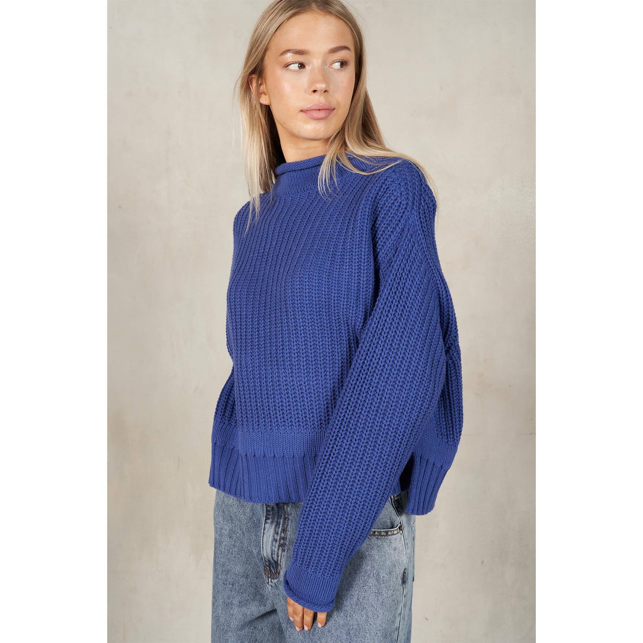 lalamia – Pulôver - Mulher por atacado – Camisola manga comprida Semi Crop Rolled Mock Neck15