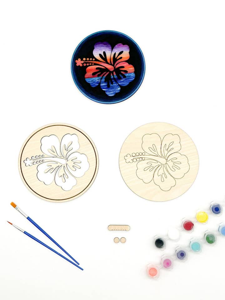 Hawaiian Hibiscus | Layered Wood DIY Paint Kit for wholesale by The Beaming Toolbox