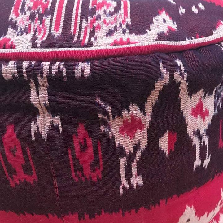 Kasih Co-op - Wholesale Pouf - Round Ikat Pouf Ottoman, Cover Only with No Insert.6