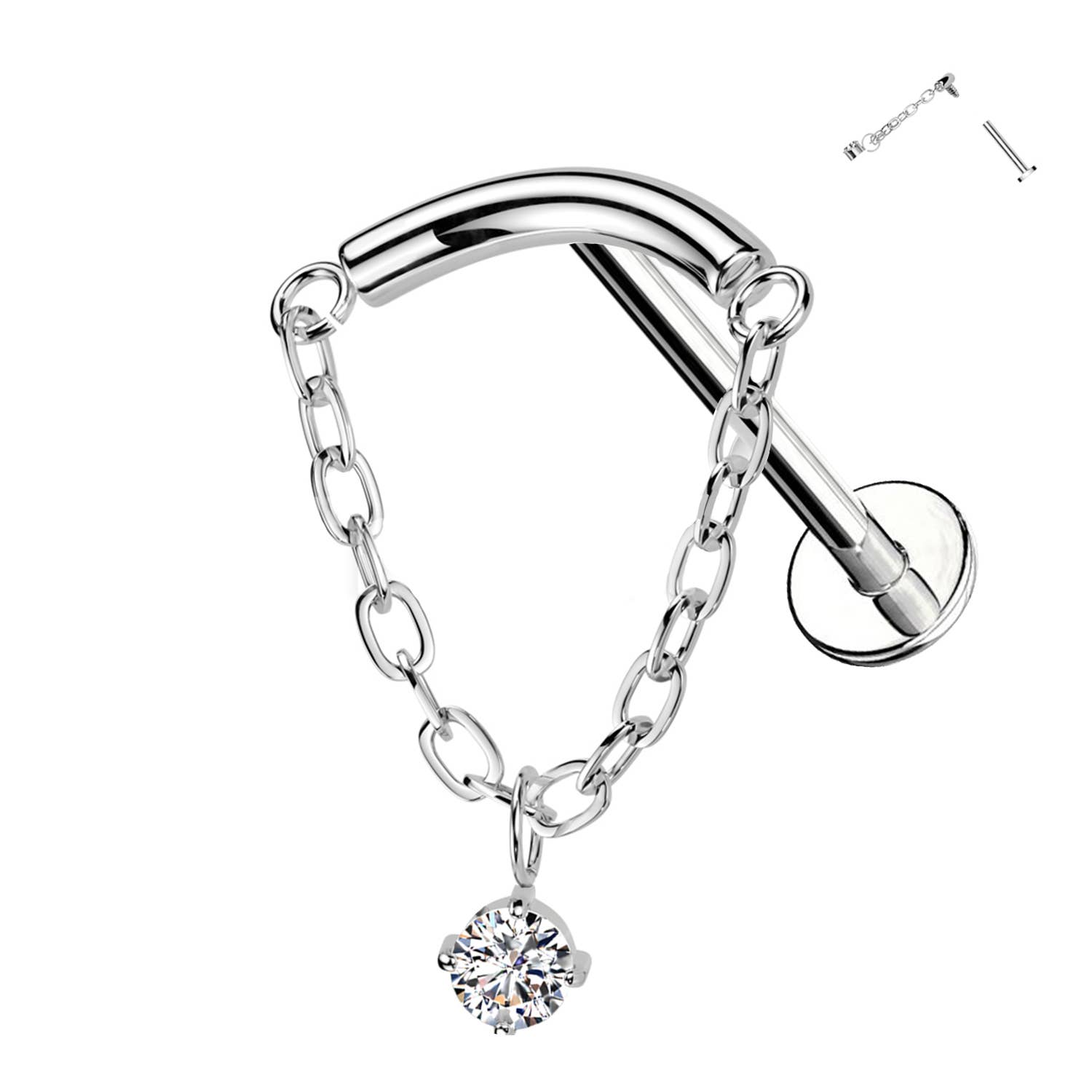 Awaken - Vente Clous d'oreille - Piercing labret avec pendentif et cristal PC-1760