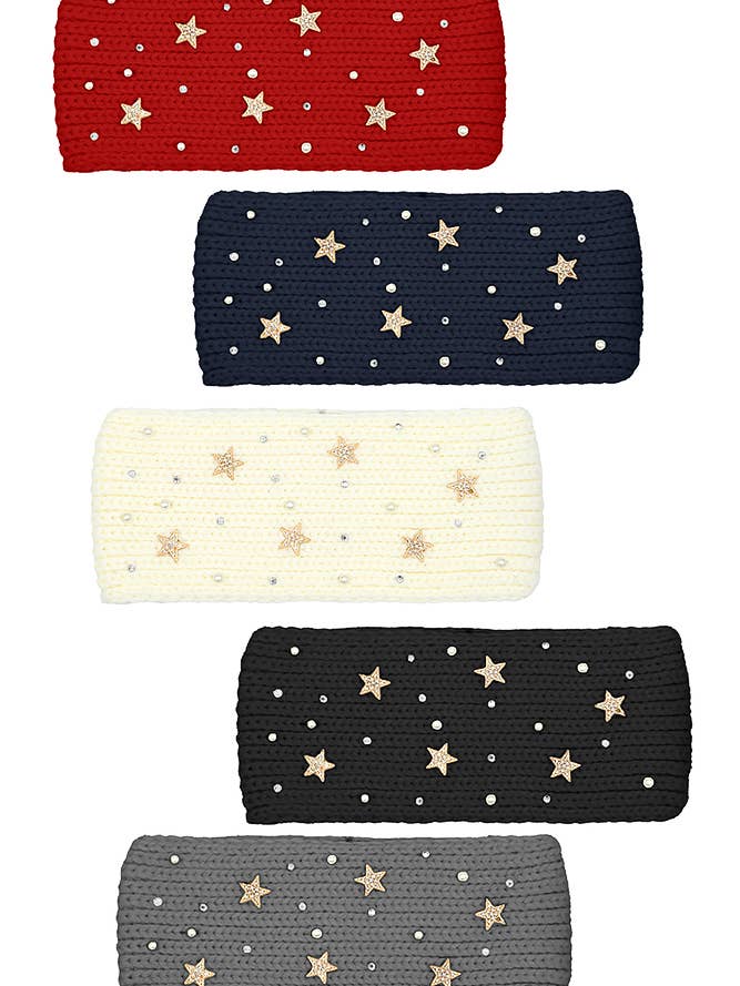 C.C Star and Pearl Embellishments Headwrap for wholesale by Hana
