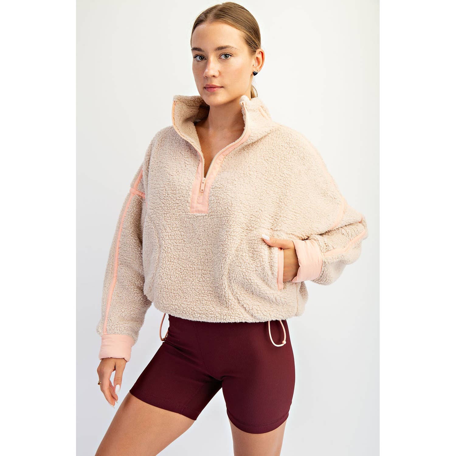 Rae Mode - Wholesale Jacket - Women's - SHERPA MOCK NECK QUARTER ZIP JACKET0