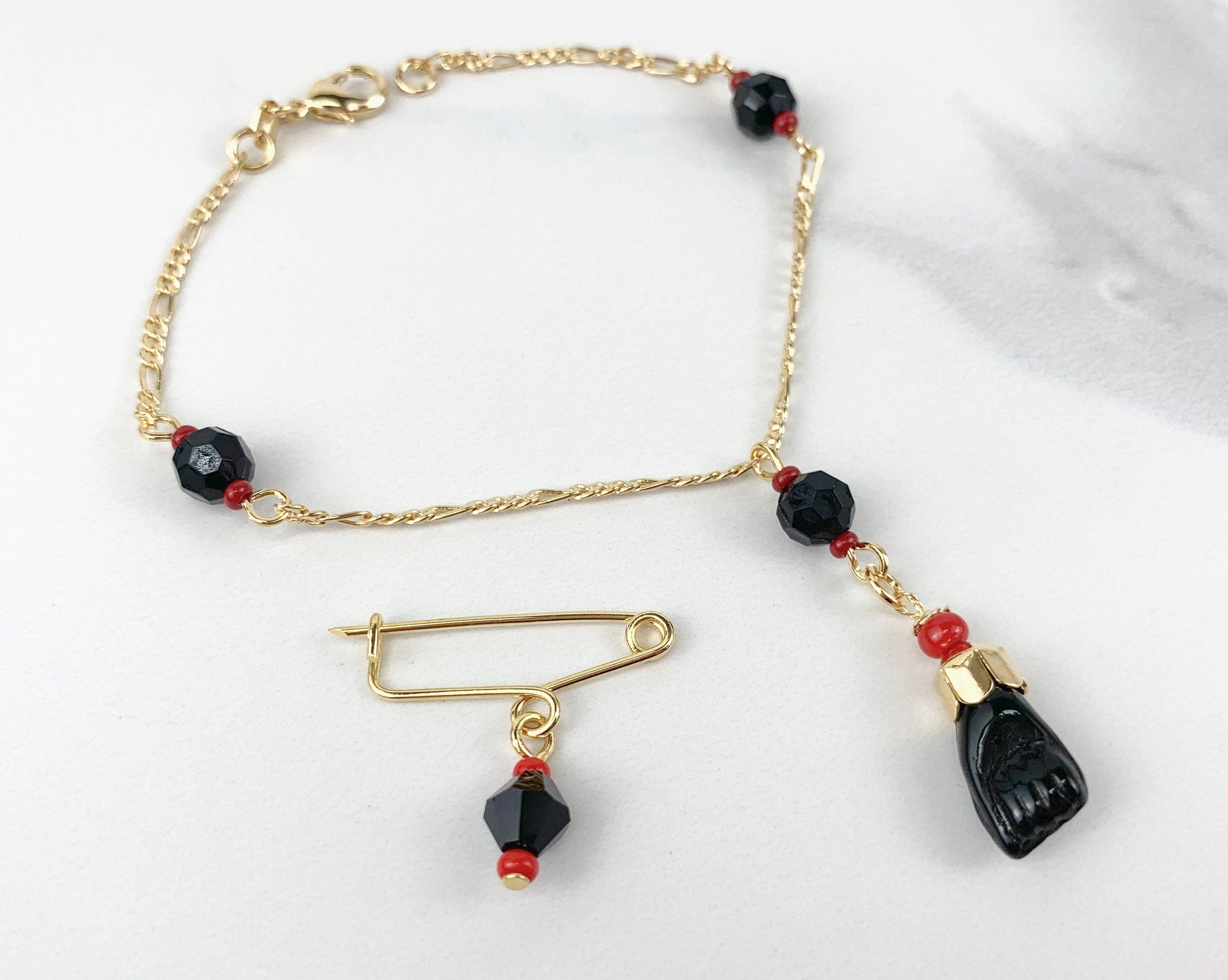 Luxus Accessories - Wholesale Brooch - 18k Gold Filled Azabache Baby Pin Brooch or Bracelet3