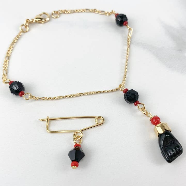 Luxus Accessories - Wholesale Brooch - 18k Gold Filled Azabache Baby Pin Brooch or Bracelet3