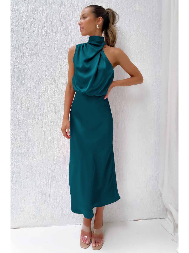 Sweetkama - Wholesale Dress - Women's - Ladies Eleganr Sleeveless Satin Midi Dress GQQT46