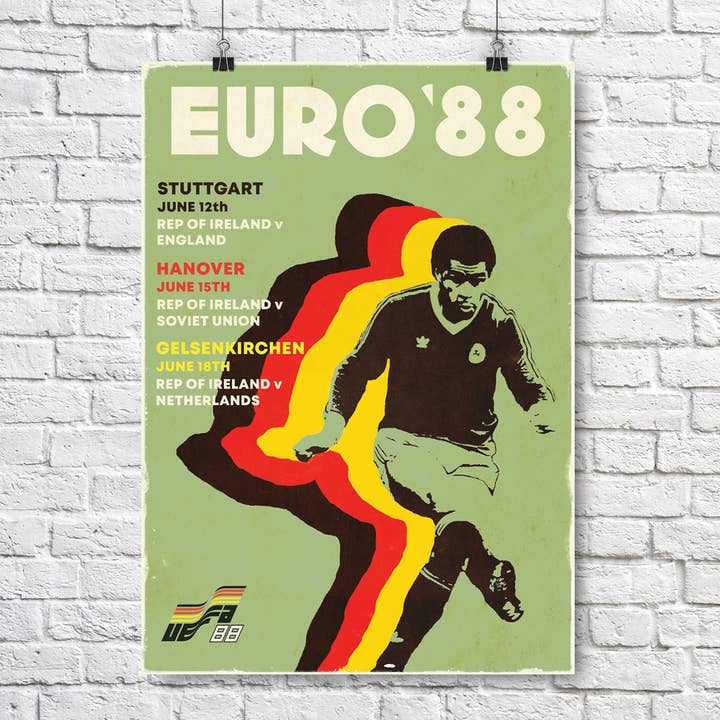 Euro 88 Irish Football A3-poster voor wholesale door Maktus
