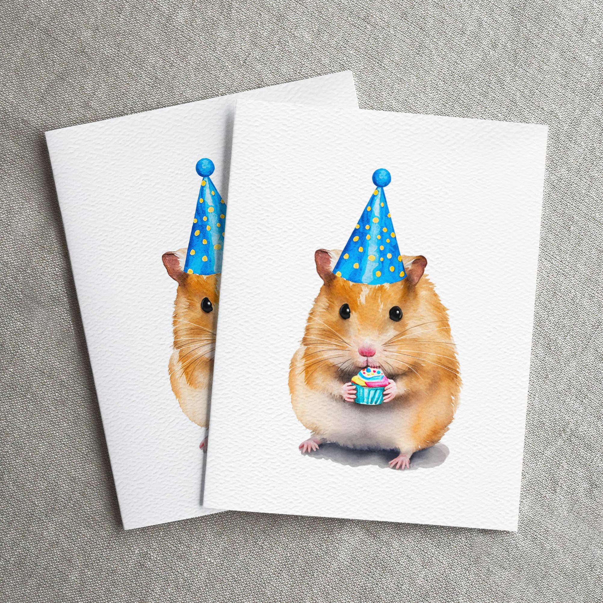 Blue Thistle - Vente Cartes d'anniversaire - Carte de gâteau d'anniversaire en forme de hamster, jolie carte de joyeux anniversaire avec un animal2