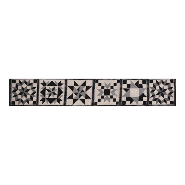 Black And White Quilt Woven 72 Runner for wholesale by Manual Woodworkers and Weavers, Inc.
