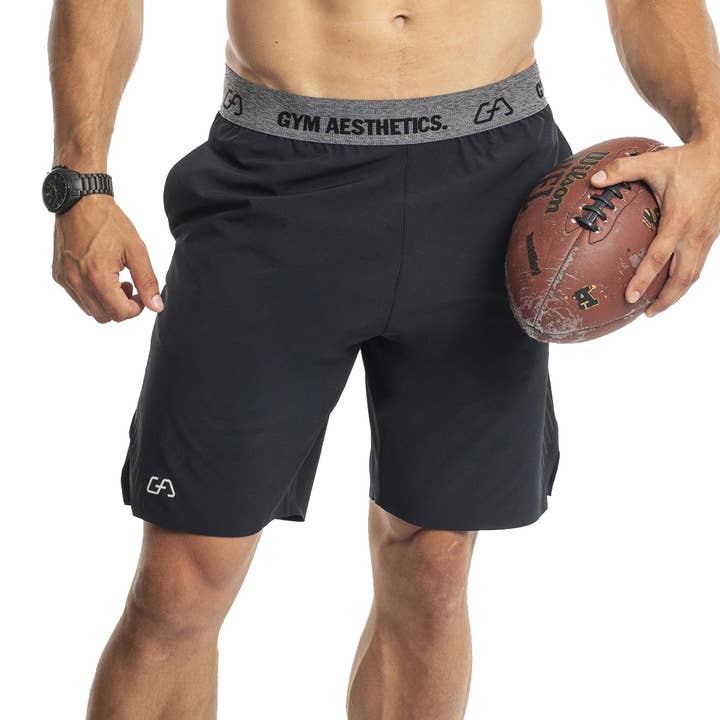 Functional Sports Shorts intensity for Men in Black for wholesale by Gym Aesthetics