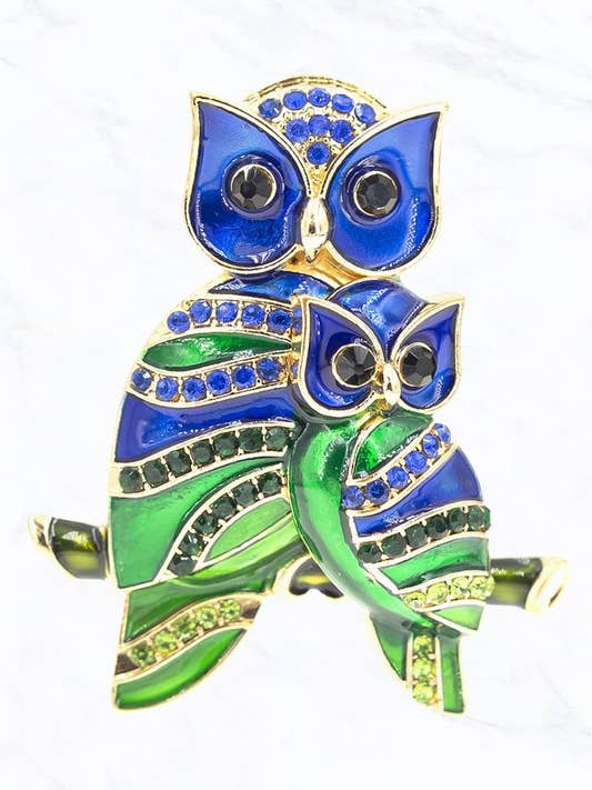 Owls Mom and Baby Brooch for wholesale by Suzie Q USA