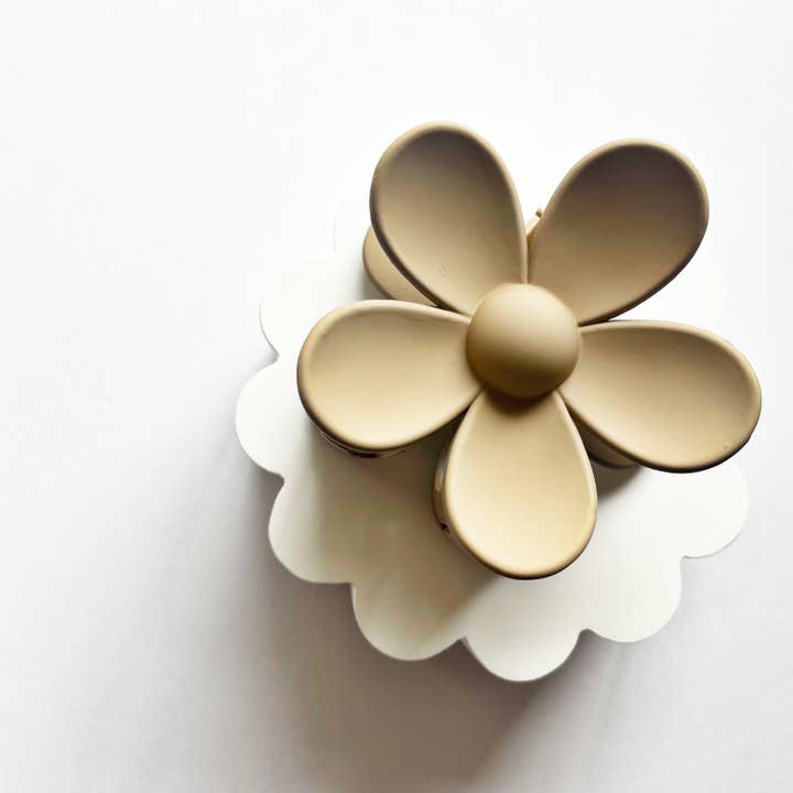 Sand Large Flower Claw Clip for wholesale by Lady Eleanor & Co