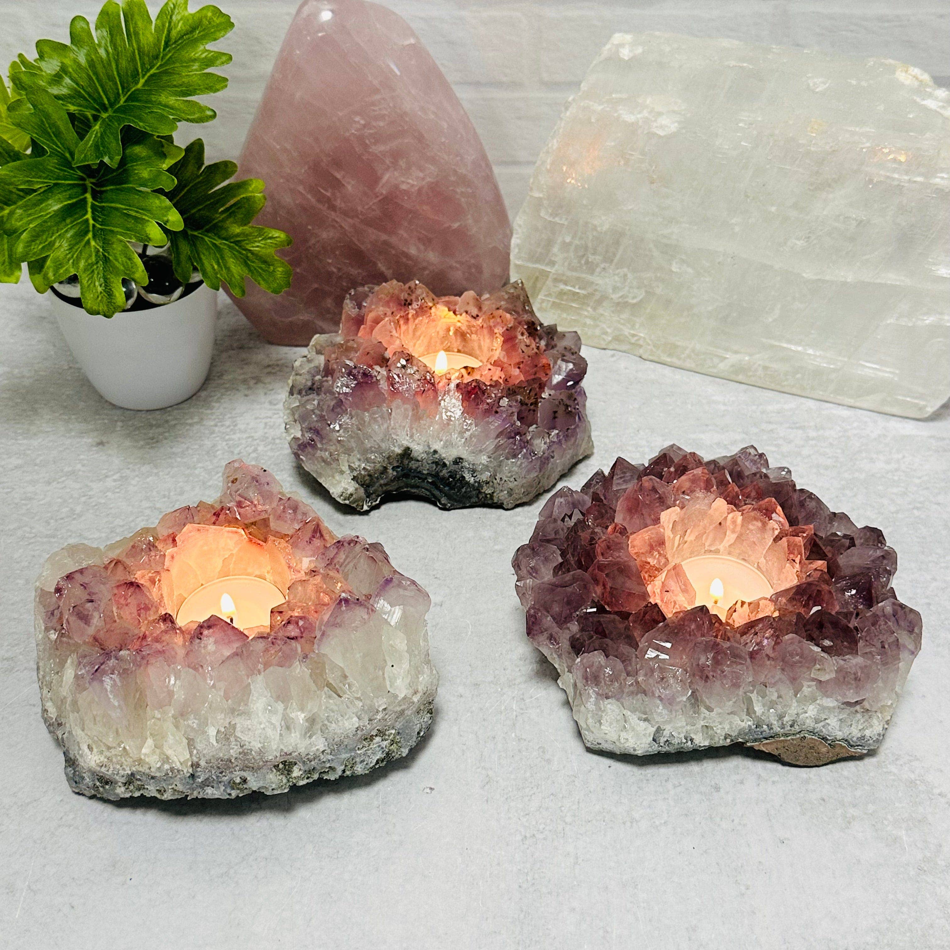 Rock Paradise - Wholesale Candle Holder - Amethyst Crystal Candle Holders - A Grade - (RK2-01)2