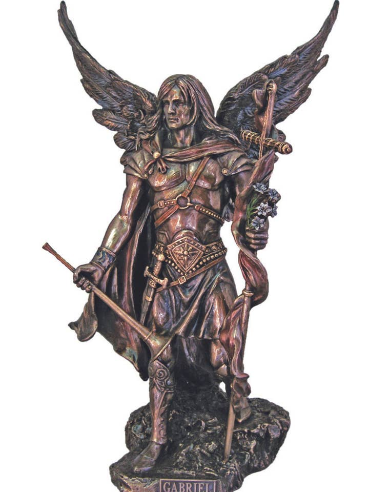 Archangel Gabriel Statue in Cold Cast Bronze 13.75" for wholesale by Goldscheider of Vienna