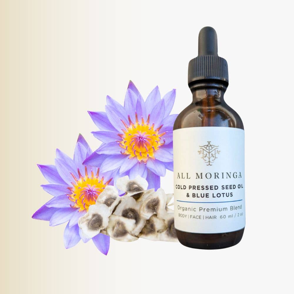 All Moringa – Óleo facial por atacado – Óleo Orgânico Puro de Semente de Moringa Extrato a Frio com Absoluto de Lótus Azul para Rosto, Corpo e Cabelo1