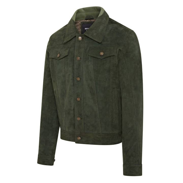 Infinity Leather (Upperclass Fashions Ltd) - Wholesale Denim Jacket - Men's - Mens Trucker Goat Suede Western Leather Jeans Jacket - Yangon