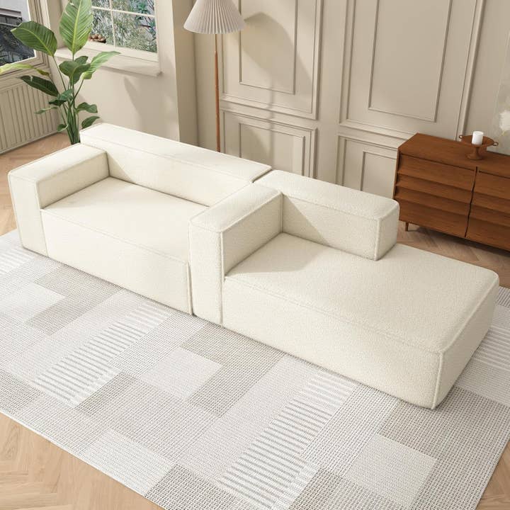 Modular Sectional Sleeper Sofa L-Shape Chaise White for wholesale on Faire