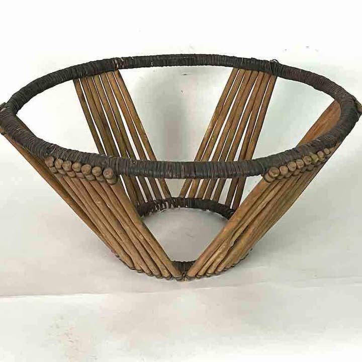 Vintage Tuareg wood and leather "basket" from Niger | 16.5" x 8" for wholesale by The Niger Bend