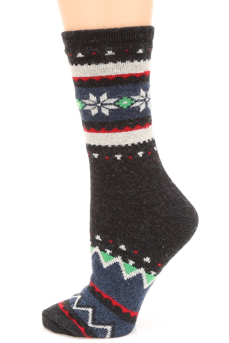 Women's Snowflake Wool Blend Crew Socks for wholesale on Faire10