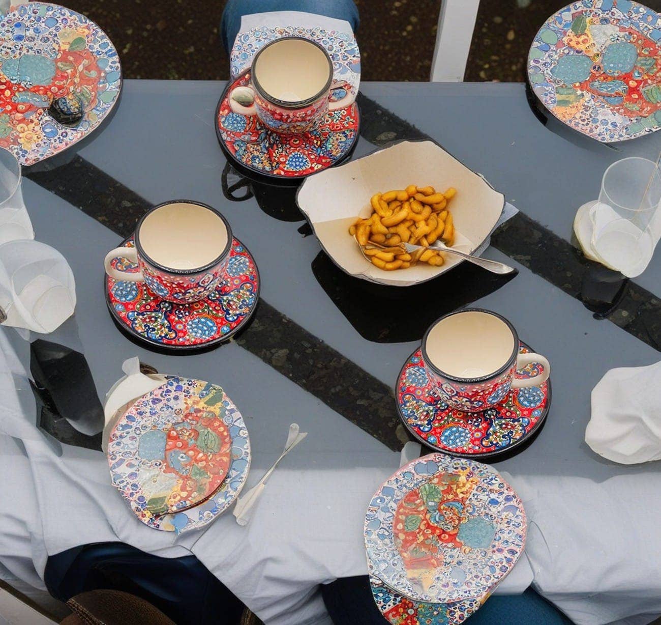 Etnico del Mondo - Wholesale Coffee/Tea Cup - Set of 6 Decorated Turkish Ceramic Coffee/Cappuccino Cups #87